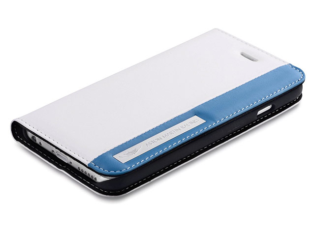 Чехол Aston Martin Luxury Folio case для Apple iPhone 6S (белый/голубой, кожаный)