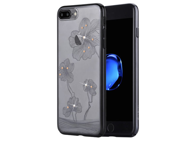 Чехол Comma Crystal Flora 360 для Apple iPhone 7 plus (черный, пластиковый)