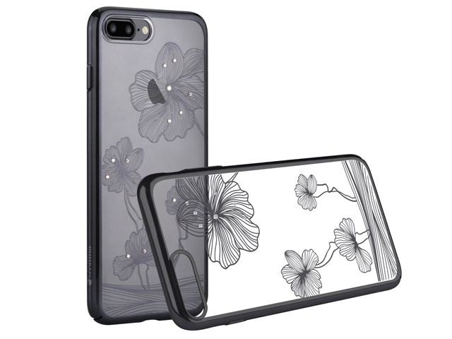 Чехол Comma Crystal Flora 360 для Apple iPhone 7 plus (черный, пластиковый)