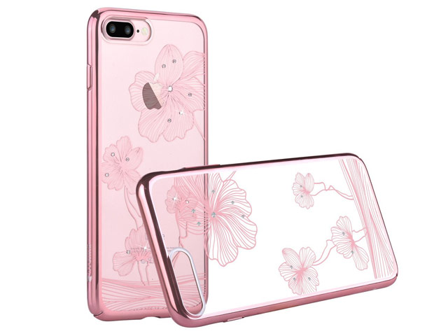 Чехол Comma Crystal Flora 360 для Apple iPhone 7 plus (розово-золотистый, пластиковый)