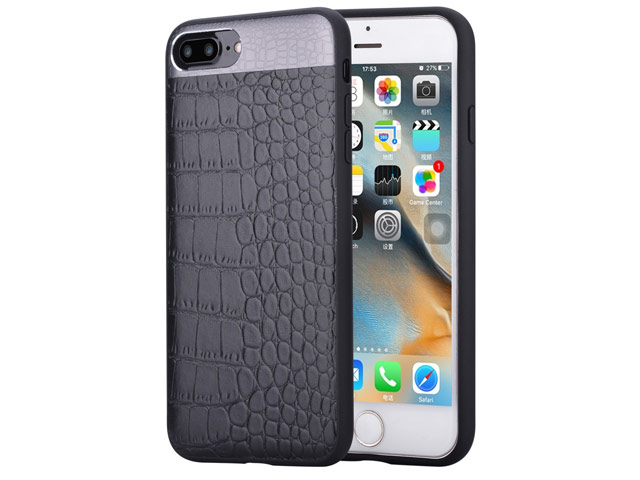 Чехол Comma Croco 2 Leather case для Apple iPhone 7 plus (черный, кожаный)