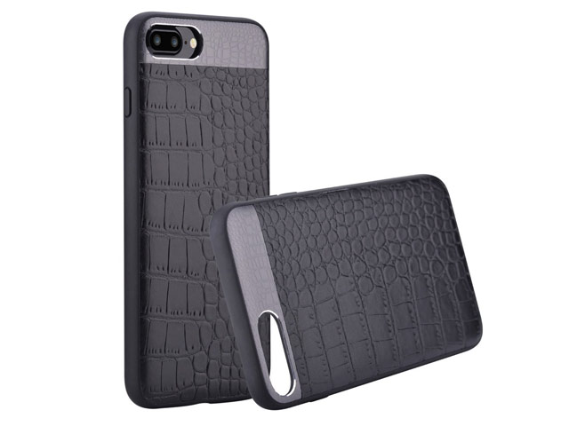 Чехол Comma Croco 2 Leather case для Apple iPhone 7 plus (черный, кожаный)