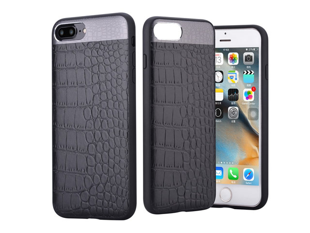 Чехол Comma Croco 2 Leather case для Apple iPhone 7 plus (черный, кожаный)