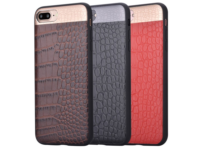 Чехол Comma Croco 2 Leather case для Apple iPhone 7 plus (черный, кожаный)