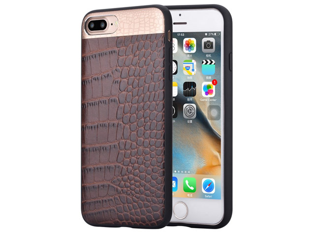 Чехол Comma Croco 2 Leather case для Apple iPhone 7 plus (коричневый, кожаный)