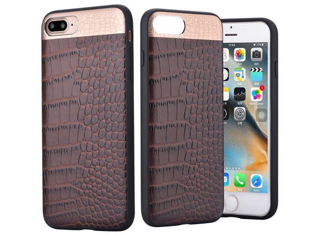 Чехол Comma Croco 2 Leather case для Apple iPhone 7 plus (коричневый, кожаный)