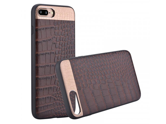 Чехол Comma Croco 2 Leather case для Apple iPhone 7 plus (коричневый, кожаный)