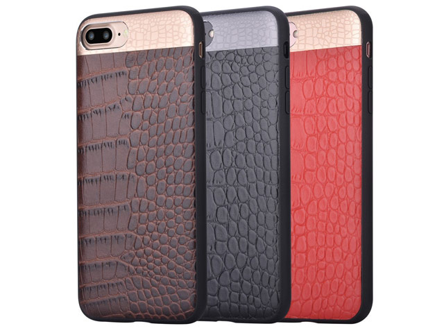 Чехол Comma Croco 2 Leather case для Apple iPhone 7 plus (коричневый, кожаный)