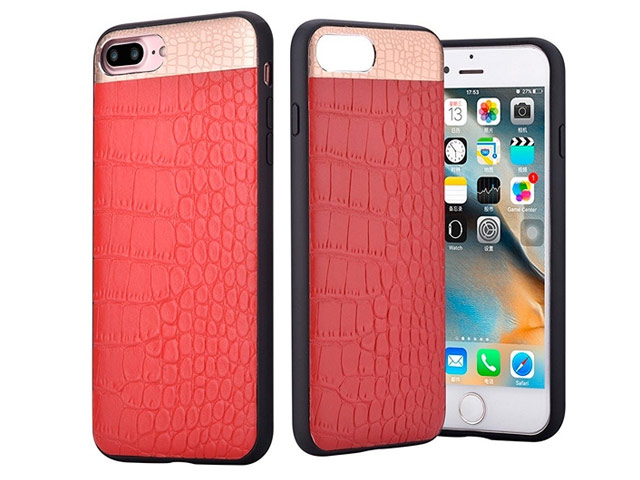 Чехол Comma Croco 2 Leather case для Apple iPhone 7 plus (красный, кожаный)