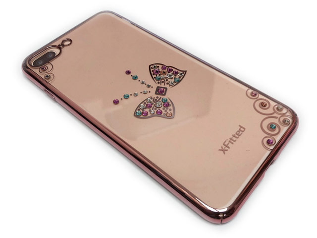 Чехол X-Fitted Royal Butterfly Deluxe для Apple iPhone 7 plus (розово-золотистый, пластиковый)