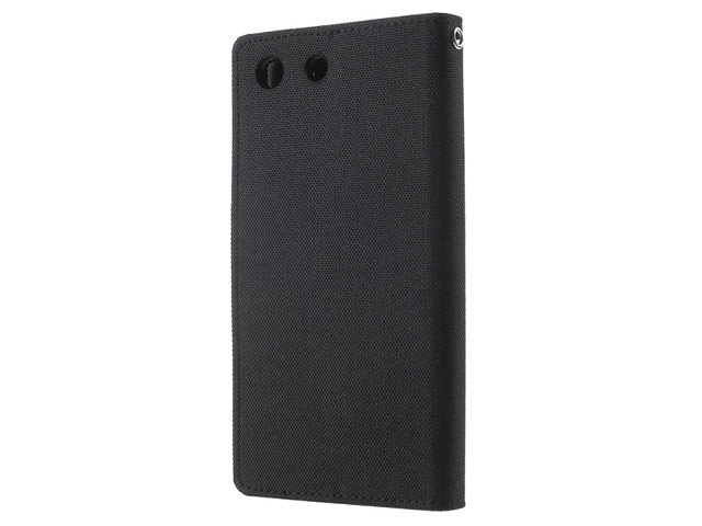 Чехол Mercury Goospery Canvas Diary для Sony Xperia M5 (черный, матерчатый)