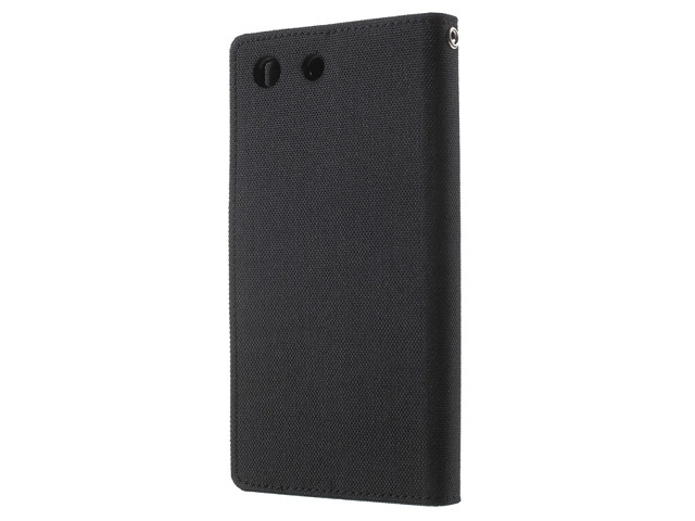 Чехол Mercury Goospery Canvas Diary для Sony Xperia M5 (черный, матерчатый)