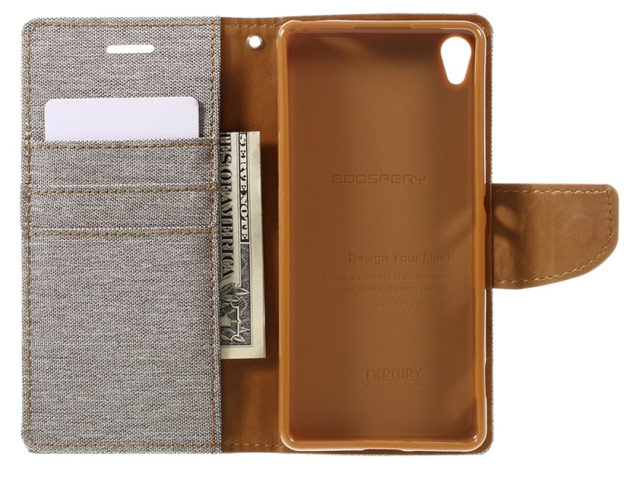 Чехол Mercury Goospery Canvas Diary для Sony Xperia X (оранжевый, матерчатый)