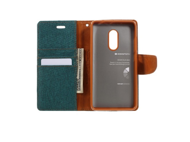 Чехол Mercury Goospery Canvas Diary для Xiaomi Redmi Note 4 (зеленый, матерчатый)
