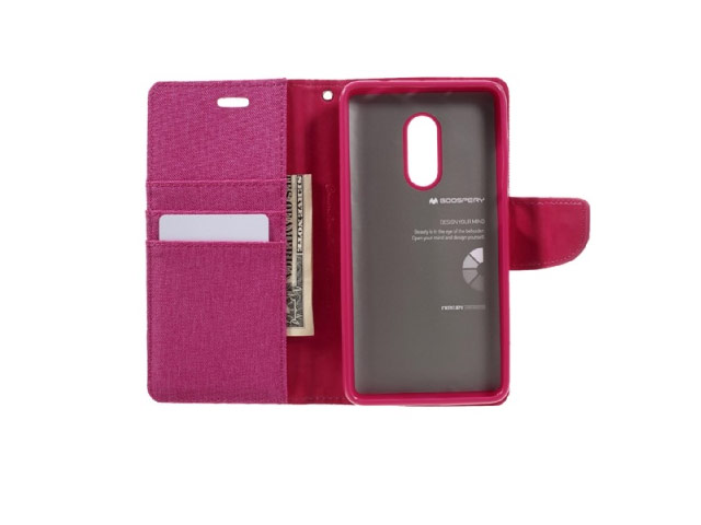 Чехол Mercury Goospery Canvas Diary для Xiaomi Redmi Note 4 (розовый, матерчатый)