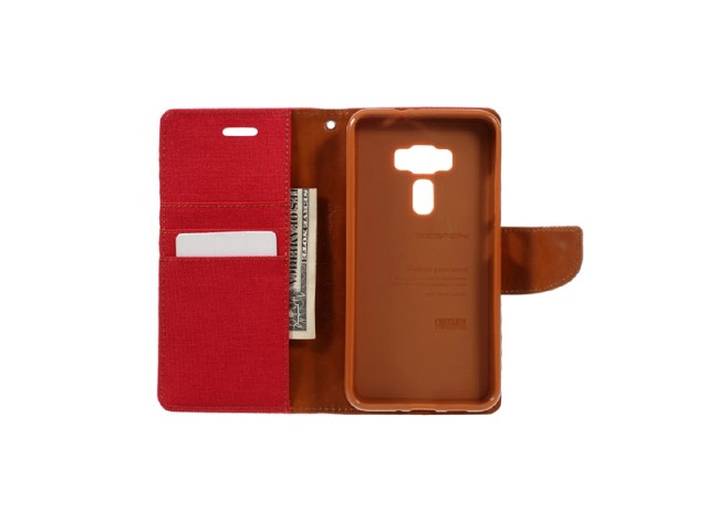Чехол Mercury Goospery Canvas Diary для Asus Zenfone 3 ZE552KL (красный, матерчатый)