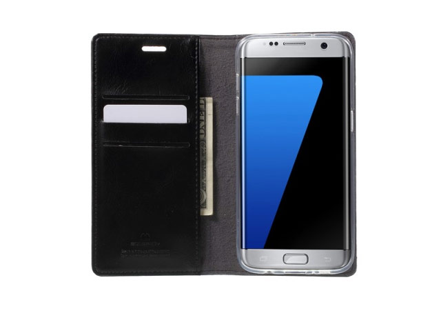 Чехол Mercury Goospery Blue Moon Flip для Samsung Galaxy S7 edge (черный, винилискожа)