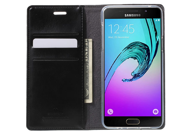 Чехол Mercury Goospery Blue Moon Flip для Samsung Galaxy A7 2016 A710 (черный, винилискожа)
