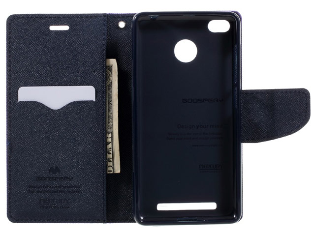 Чехол Mercury Goospery Fancy Diary Case для Xiaomi Redmi 3 Pro (черный/коричневый, винилискожа)