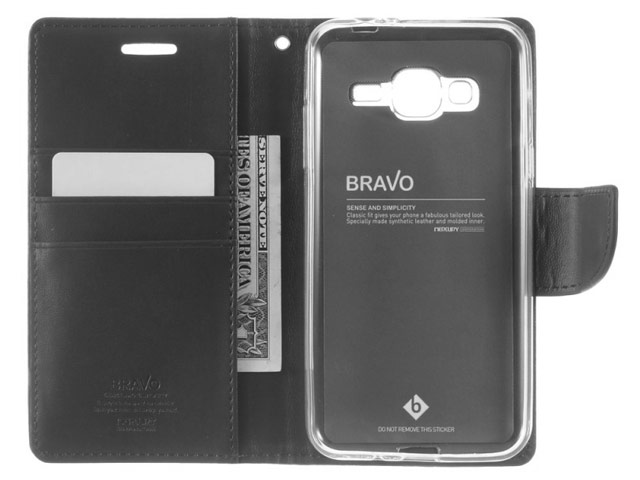 Чехол Mercury Goospery Bravo Diary для Samsung Galaxy J3 2016 J320 (черный, винилискожа)