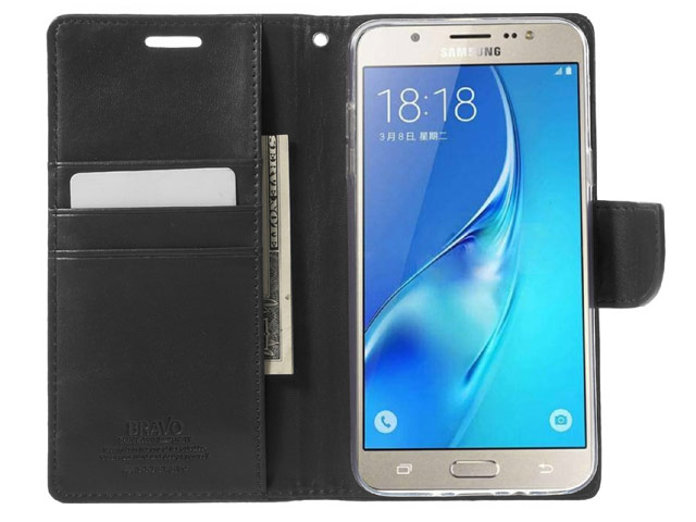 Чехол Mercury Goospery Bravo Diary для Samsung Galaxy J7 2016 J710 (черный, винилискожа)