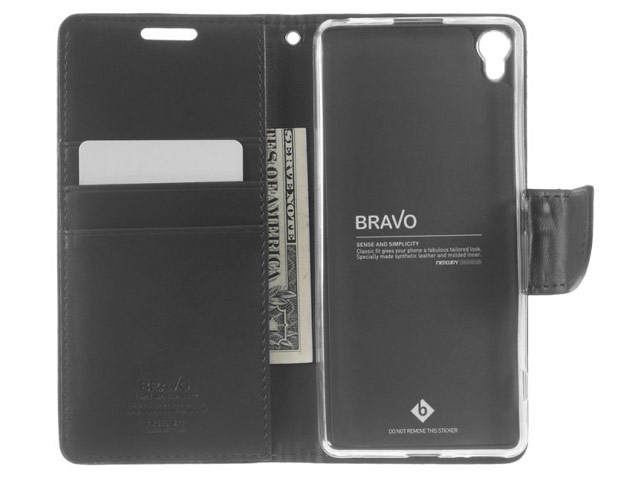 Чехол Mercury Goospery Bravo Diary для Sony Xperia X (черный, винилискожа)