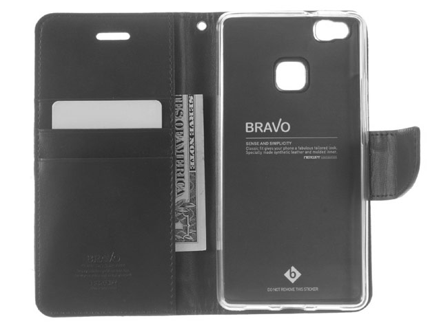Чехол Mercury Goospery Bravo Diary для Huawei P9 lite (черный, винилискожа)