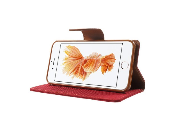 Чехол Mercury Goospery Canvas Diary для Apple iPhone 7 plus (красный, матерчатый)
