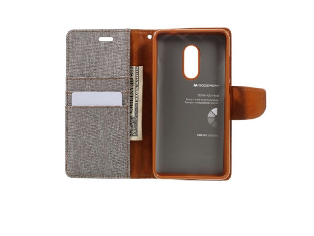 Чехол Mercury Goospery Canvas Diary для Xiaomi Redmi Note 4 (серый, матерчатый)