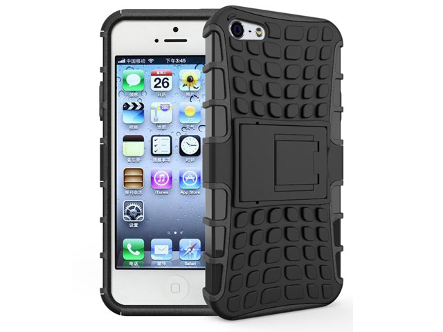 Чехол Yotrix Shockproof case для Apple iPhone SE (черный, пластиковый)