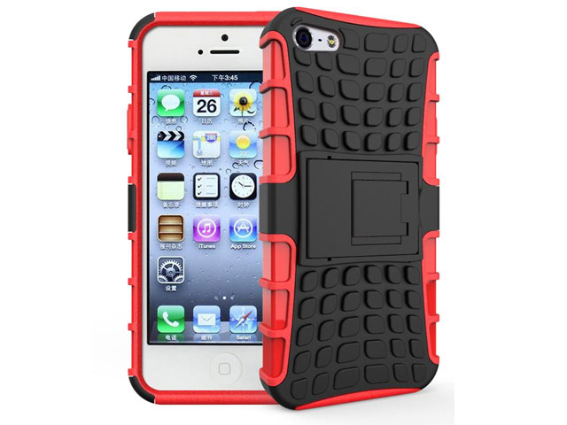 Чехол Yotrix Shockproof case для Apple iPhone SE (красный, пластиковый)
