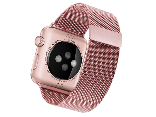 Ремешок для часов Synapse Milanese Loop для Apple Watch (42/44/45 мм, розовый, стальной)