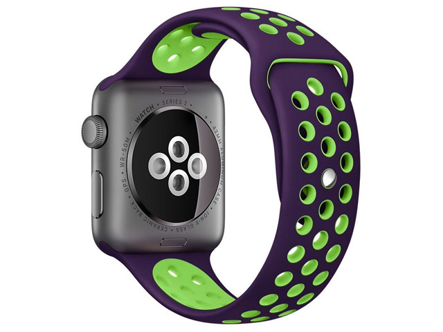 Ремешок для часов Synapse Sport Dotted Band для Apple Watch (42 мм, фиолетовый/зеленый, силиконовый)