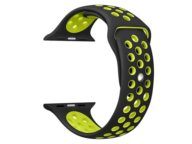 Ремешок для часов Synapse Sport Dotted Band для Apple Watch (42 мм, черный/светло-зеленый, силиконовый)