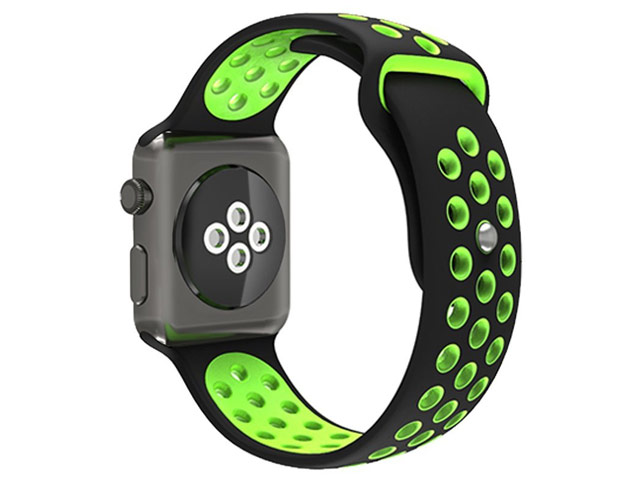 Ремешок для часов Synapse Sport Dotted Band для Apple Watch (42 мм, черный/зеленый, силиконовый)