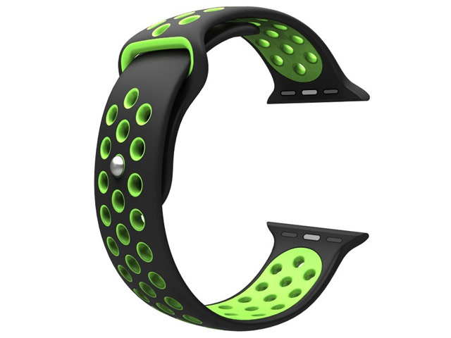 Ремешок для часов Synapse Sport Dotted Band для Apple Watch (42 мм, черный/зеленый, силиконовый)