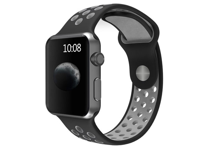 Ремешок для часов Synapse Sport Dotted Band для Apple Watch (42 мм, черный/серый, силиконовый)