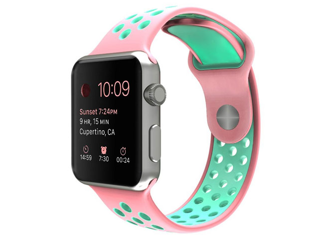 Ремешок для часов Synapse Sport Dotted Band для Apple Watch (38 мм, розовый/голубой, силиконовый)
