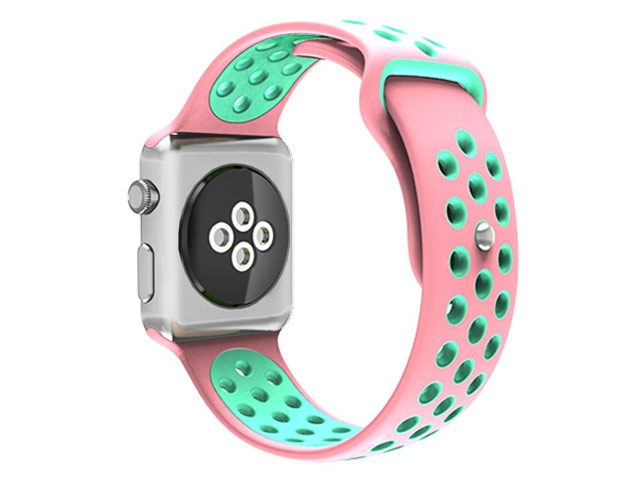 Ремешок для часов Synapse Sport Dotted Band для Apple Watch (38 мм, розовый/голубой, силиконовый)