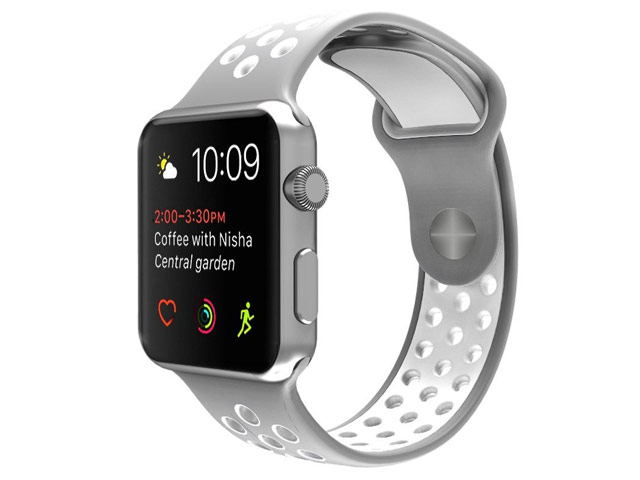 Ремешок для часов Synapse Sport Dotted Band для Apple Watch (38 мм, белый/серый, силиконовый)