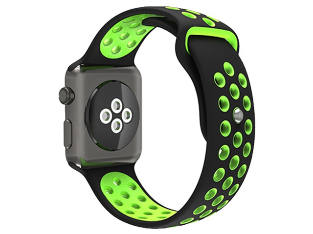 Ремешок для часов Synapse Sport Dotted Band для Apple Watch (38 мм, черный/зеленый, силиконовый)
