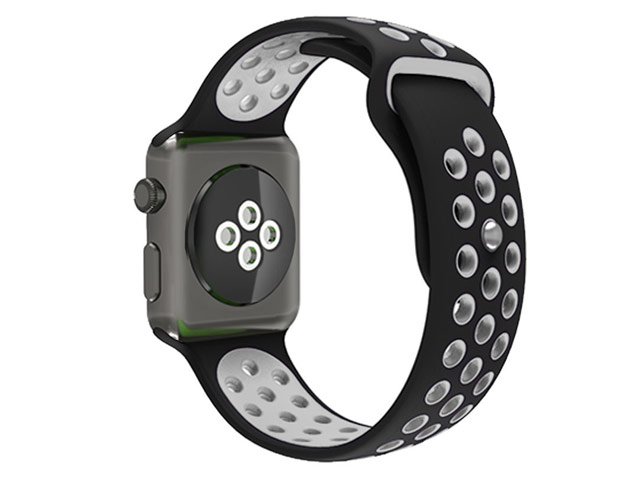 Ремешок для часов Synapse Sport Dotted Band для Apple Watch (38 мм, черный/серый, силиконовый)