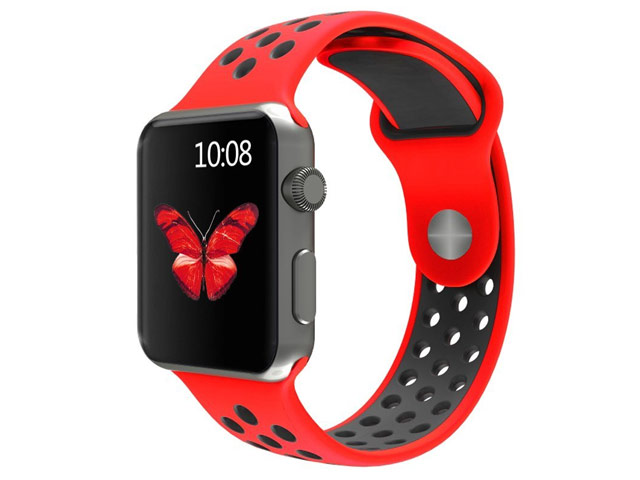 Ремешок для часов Synapse Sport Dotted Band для Apple Watch (38 мм, красный/черный, силиконовый)