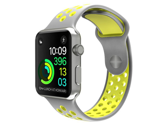 Ремешок для часов Synapse Sport Dotted Band для Apple Watch (38 мм, серый/зеленый, силиконовый)