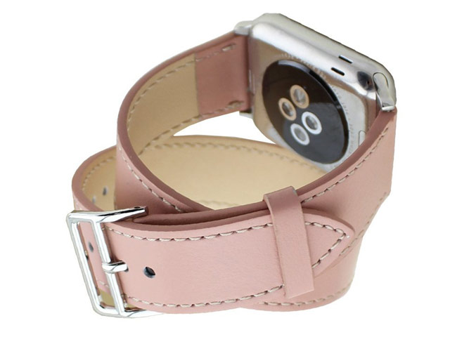 Ремешок для часов Kakapi Double Tour Band для Apple Watch (42 мм, розовый, кожаный)