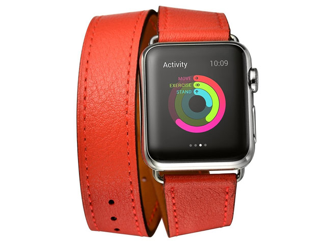 Ремешок для часов Kakapi Double Tour Band для Apple Watch (42 мм, красный, кожаный)