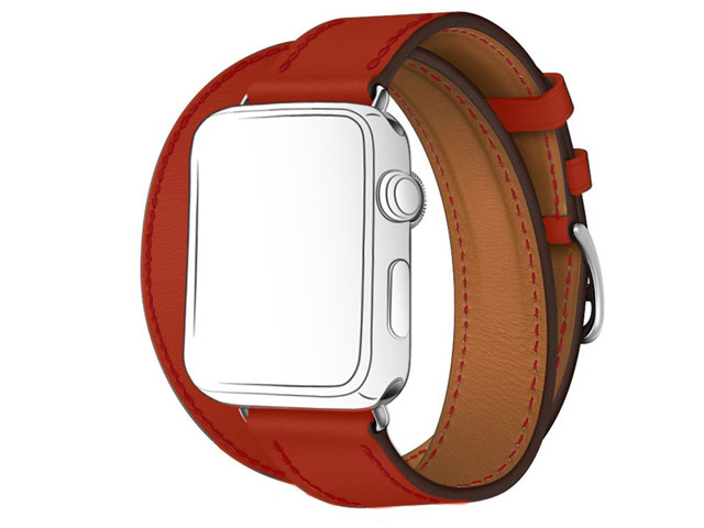 Ремешок для часов Kakapi Double Tour Band для Apple Watch (42 мм, красный, кожаный)