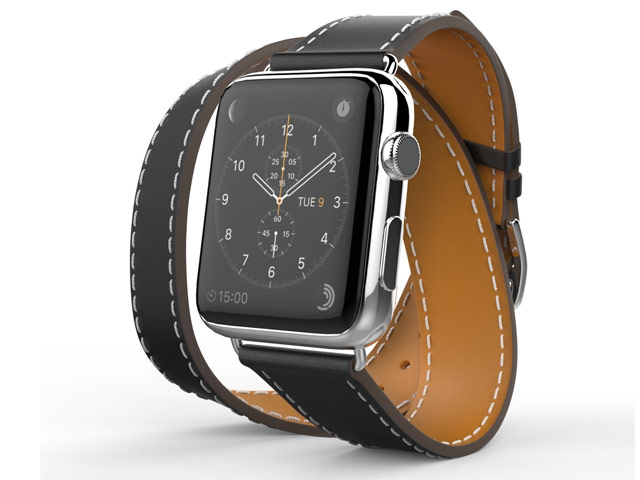 Ремешок для часов Kakapi Double Tour Band для Apple Watch (38 мм, черный, кожаный)