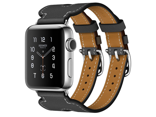 Ремешок для часов Kakapi Double Buckle Cuff для Apple Watch (42 мм, черный, кожаный)