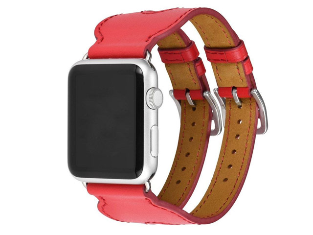 Ремешок для часов Kakapi Double Buckle Cuff для Apple Watch (42 мм, красный, кожаный)